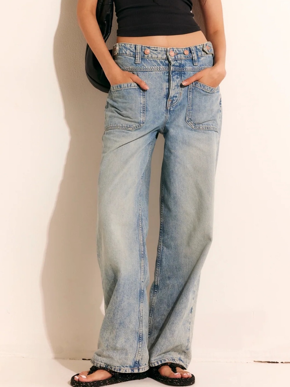 Free People Palmer Cuffed Jean Light/Medium Wash - Picture 2 of 12